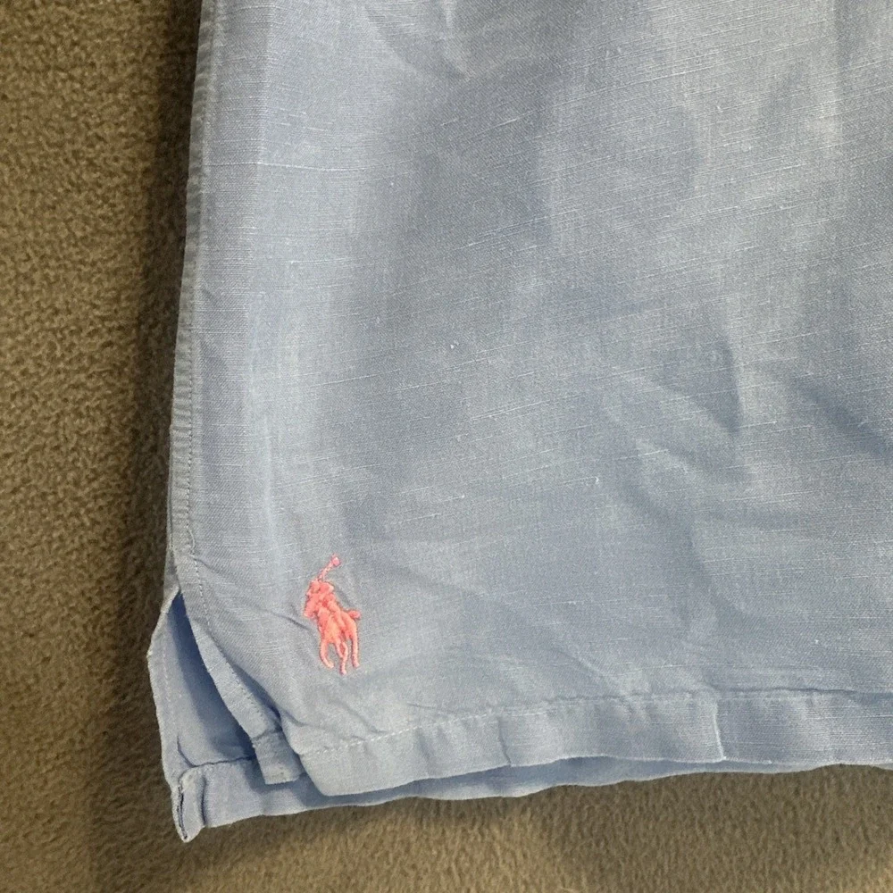 Polo Ralph Lauren Linen Silk Camp Shirt Loop Collar Big & Tall 3XLT Blue *read